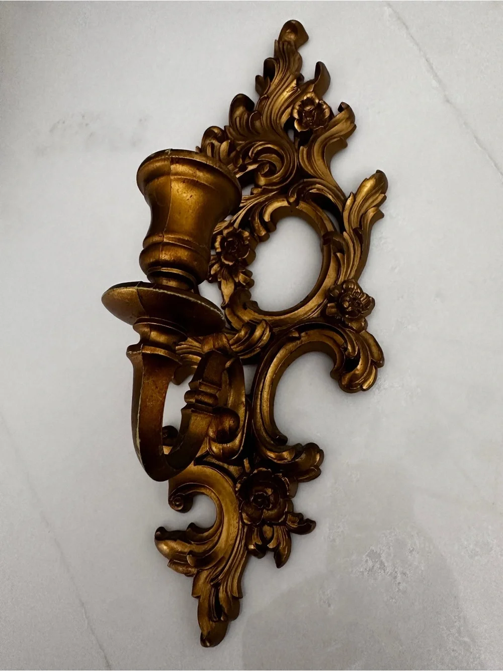 Vintage Ornate Gold Syroco Wall Sconces Hollywood Regency Wall Decor